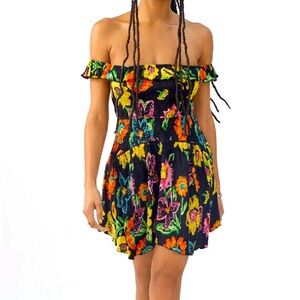 Urban Outfitters Aubrey Floral Off-Shoulder Mini Dress